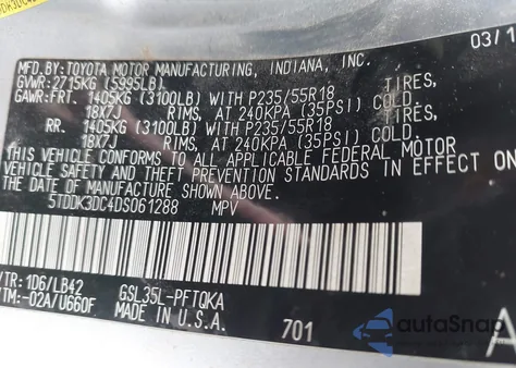 2013 Toyota Sienna Xle 7 Passenger from USA, damaged, VIN 5TDDK3DC4DS061288